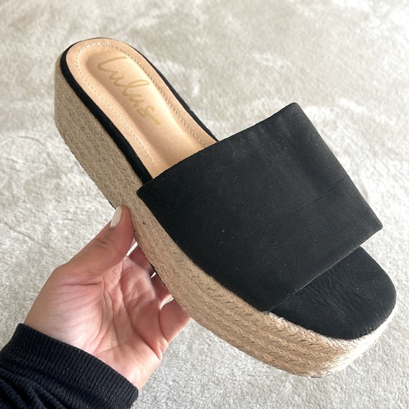 Lulus Black Suede Espadrilles Platform Sandals - Picture 3 of 7